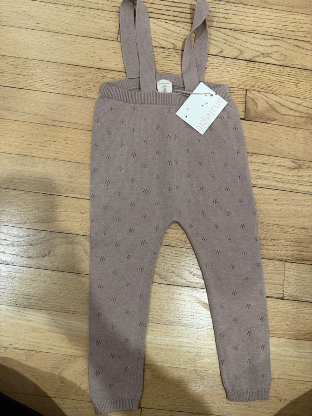 Blush Mauve Knit Suspender Baby Pants
